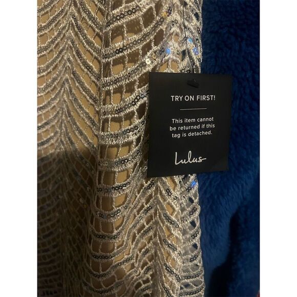 Lulus Lele White and Silver Sequin Mini Dress Sz S - Picture 6 of 8